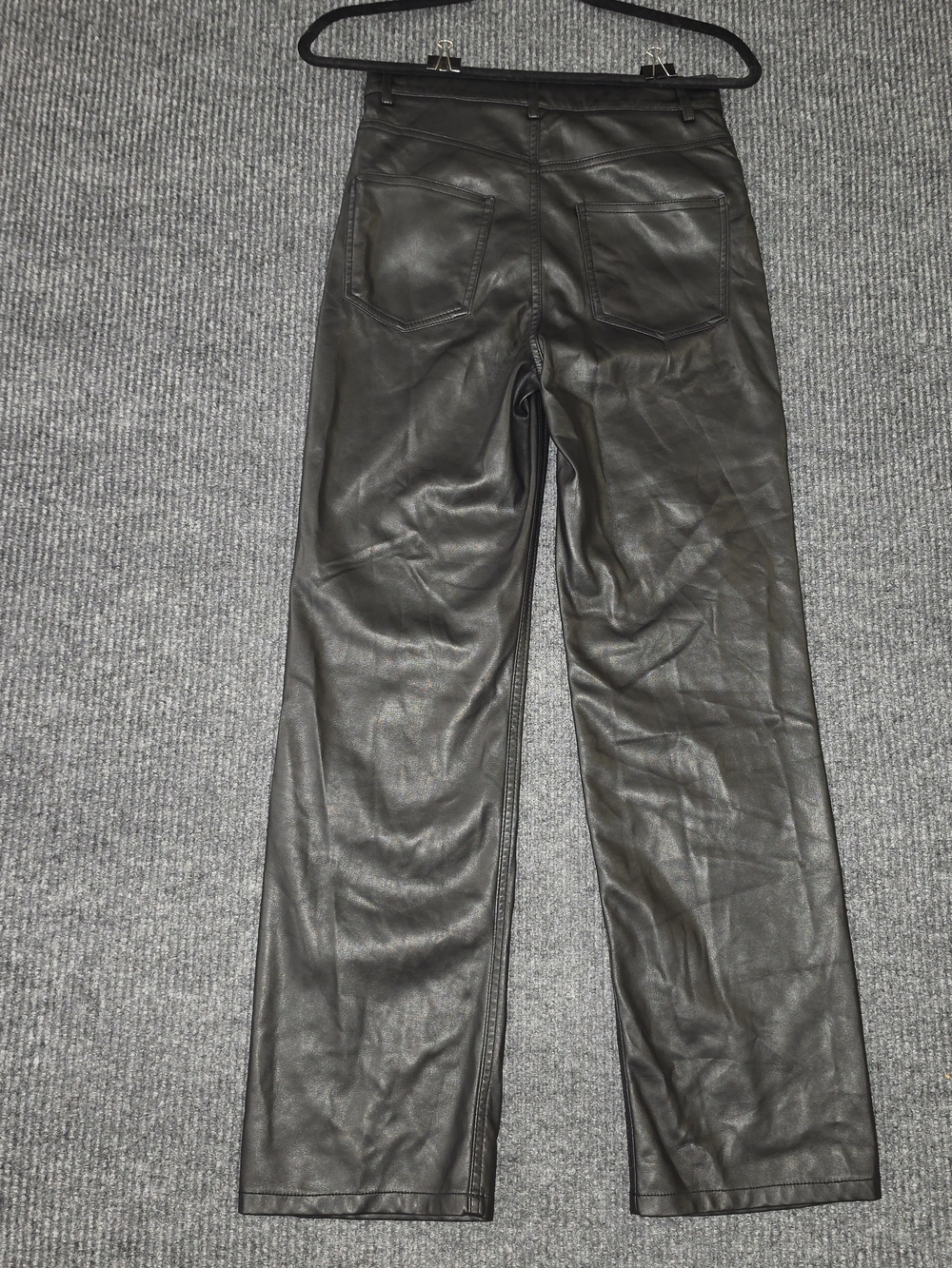Zara Black Faux Leather Straight-Leg Pants - Picture 8 of 9